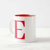 Custom Stylish Modern Red Monogram Initials Zweifarbige Tasse (Vorderseite Links)