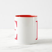 Custom Stylish Modern Red Monogram Initials Zweifarbige Tasse (Mittel)