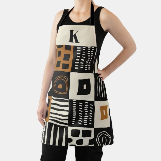 Custom Stylish Monogram African Mud Cloud Print Schürze (InSitu)