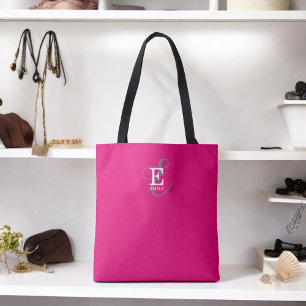 Custom Stylish Monogram Typografy Hot Pink Tasche