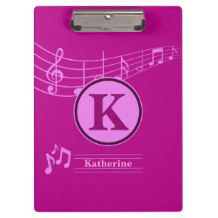 Custom Stylish Name Monogram Letter Music School Klemmbrett