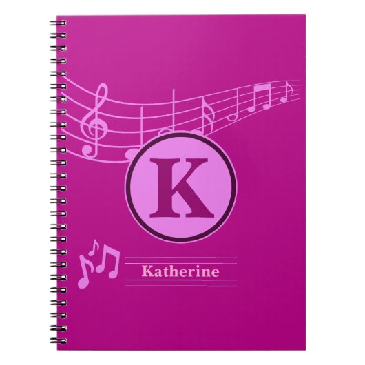 Custom Stylish Name Monogram Letter Music School Notizblock (Vorderseite)
