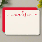 Custom Stylish Red Typografy Girly Initial Name Mitteilungskarte