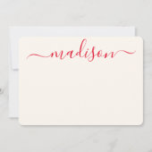 Custom Stylish Red Typografy Girly Initial Name Mitteilungskarte (Vorderseite)