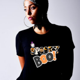 Custom Stylish Spooky Boo Halloween Tri-Blend Shirt