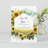 Custom Stylish Sunflower Wedding Save The Date (Stehend Vorderseite)