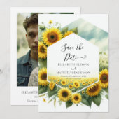 Custom Stylish Sunflower Wedding Save The Date (Vorne/Hinten)