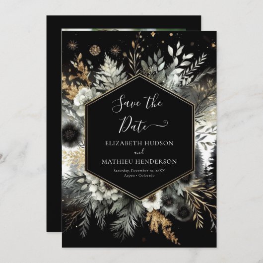 Custom Stylish verzauberte Waldhochzeit Save The Date (Vorne/Hinten)