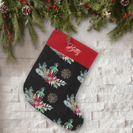 Custom Stylish Watercolor Foliage Greenery Nordic Großer Weihnachtsstrumpf