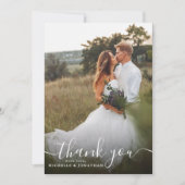 Custom Stylsih Script Wedding Foto Vielen Dank Einladung (Vorderseite)
