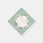 Custom Succulent Wreath Wedding Paper Napkins Serviette (Ecke)