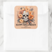 Custom Sugar Skull Halloween Quadratischer Aufkleber (Tasche)