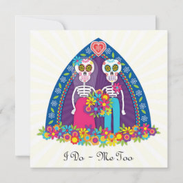 Custom Sugar Skulls and Blume - Gelbes Bkgnd Einladung