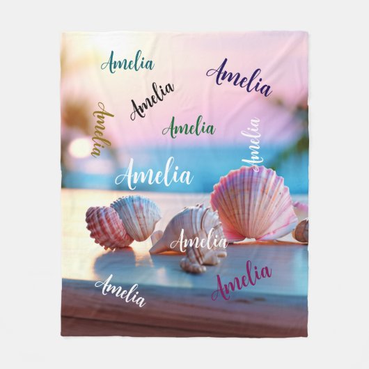 Custom Summer Beach Elegant Fleecedecke (Vorderseite)