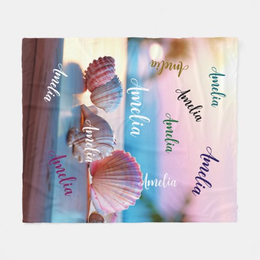 Custom Summer Beach Elegant Fleecedecke (Vorderseite (Horizontal))