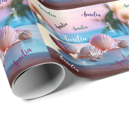 Custom Summer Beach Elegant Geschenkpapier (Rolleneckpunkt)