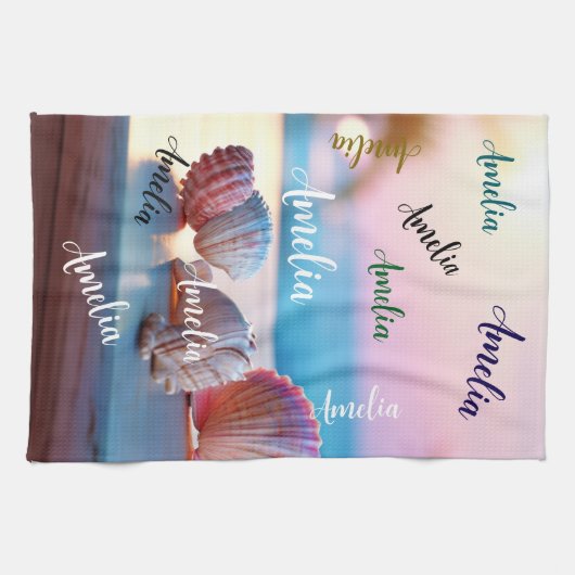 Custom Summer Beach Elegant Geschirrtuch (Horizontal)