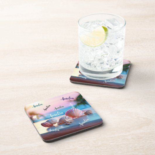 Custom Summer Beach Elegant Getränkeuntersetzer (Rechte Seite)