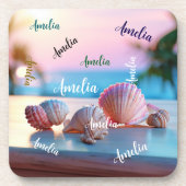 Custom Summer Beach Elegant Getränkeuntersetzer (Vorderseite)