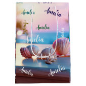 Custom Summer Beach Elegant Mittlere Geschenktüte (Rückseite)