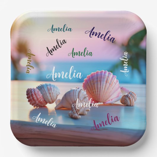Custom Summer Beach Elegant Pappteller (Vorderseite)