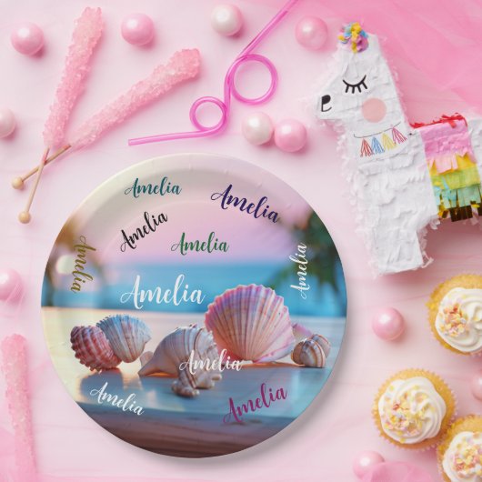 Custom Summer Beach Elegant Pappteller (Party)