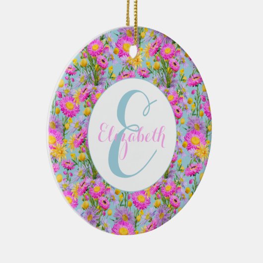 Custom Summer Hütte Garden Blue Keramik Ornament (Rechts)