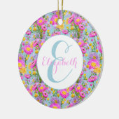 Custom Summer Hütte Garden Blue Keramik Ornament (Links)