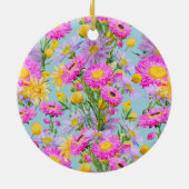 Custom Summer Hütte Garden Blue Keramik Ornament (Hinten)