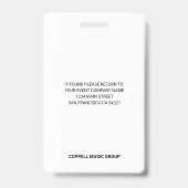 Custom Summer Music Camp Lehrer-ID-Abzeichen Ausweis (Rückseite)