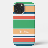 Custom Summer Orange Dark Blue Green Stripes iPhone Hülle (Rückseite)