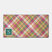 Custom Summer Orange Pink Aquamarin Green Karierte Schreibtischunterlage (Vorderseite)