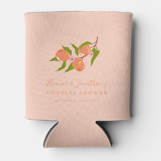 Custom Summer Peach Fruit Boho Paare Dusche Dosenkühler (Vorderseite)