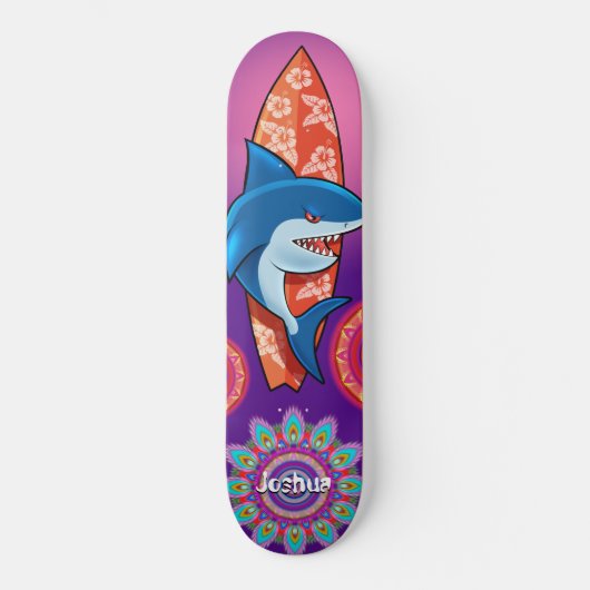 Custom Summer shark surf mandala Skateboard (Vorderseite)