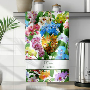 Custom Summer Tropical Floral Orchideen farbenfroh Geschirrtuch