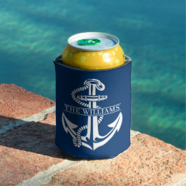 Custom Summerry White Nautical Anchor auf Navy Blu Dosenkühler