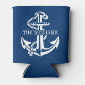 Custom Summerry White Nautical Anchor auf Navy Blu Dosenkühler (Vorderseite)