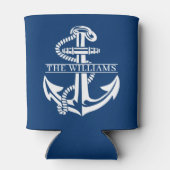Custom Summerry White Nautical Anchor auf Navy Blu Dosenkühler (Rückseite)