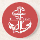 Custom Summerry White Nautical Anchor on Dark Red Getränkeuntersetzer (Vorne)