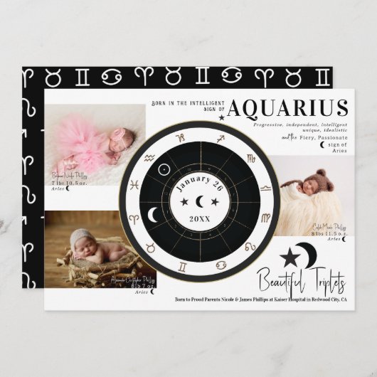 Custom Sun Moon Astrologie Triplet Ankündigung (Vorne/Hinten)