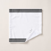 Custom Sun Moon & Three Black Strips on White Badhandtuch Set (Waschlappen)