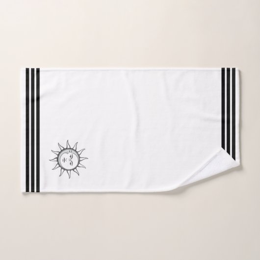 Custom Sun Moon & Three Black Strips on White Badhandtuch Set (Handtuch)