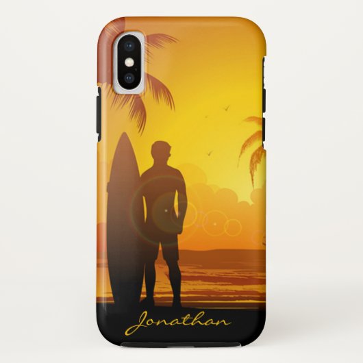 Custom Sun Set Beach Surfing Case-Mate iPhone Hülle (Rückseite)