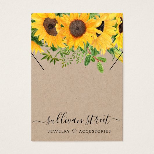 Custom Sunflower Kraft Necklace Display Card (Vorderseite)