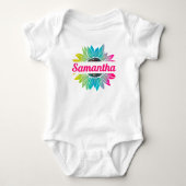 Custom Sunflower Monogram Baby Bodysuit Strampler (Vorderseite)