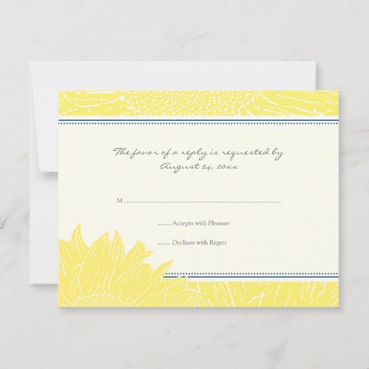 ::custom: Sunflower RSVP Card: Navy & Yellow Karte (Vorderseite)