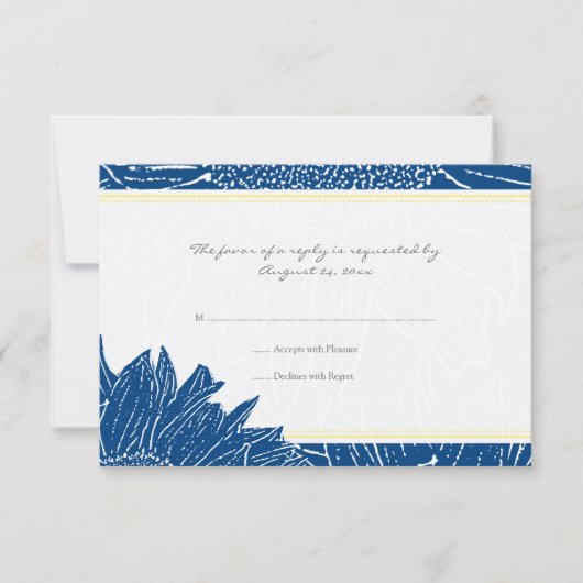 ::custom: Sunflower RSVP Card: Yellow & Nav (Vorderseite)
