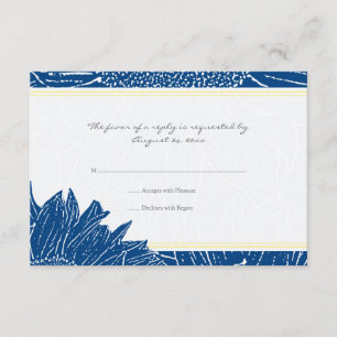 ::custom: Sunflower RSVP Card: Yellow & Nav Karte