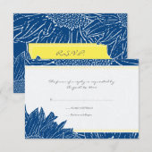 ::custom: Sunflower RSVP Card: Yellow & Nav Karte (Vorne/Hinten)