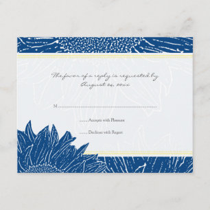 ::custom: Sunflower RSVP Card: Yellow & Navy Karte